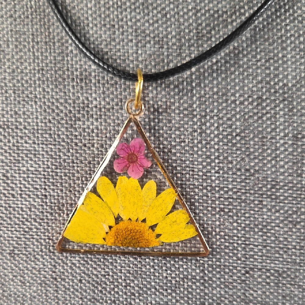 Floral Triangle Pendant Necklace